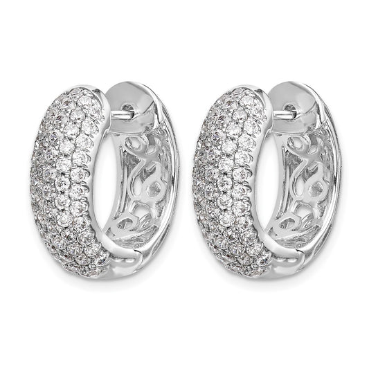14k White Gold 1.75 carat Diamond Pave Hinged Hoop Earrings