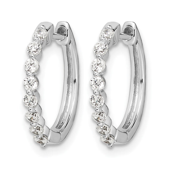14k White Gold 1/3 carat Lab Grown Diamond VS/SI+ G+ Complete Hinged Hoop Earrings