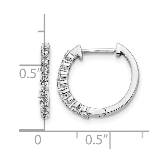 14k White Gold 1/3 carat Lab Grown Diamond VS/SI+ G+ Complete Hinged Hoop Earrings