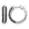 14k White Gold 3-row 1 carat White/Black Diamond Hinged Hoop Earrings