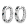 14k White Gold 1/10 carat Blue/White Diamond Hinged Hoop Earrings