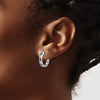 14k White Gold 1/10 carat Blue/White Diamond Hinged Hoop Earrings