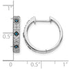 14k White Gold 1/10 carat Blue/White Diamond Hinged Hoop Earrings