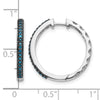 14k White Gold 1/6 carat Blue Diamond 2.2mm Hinged Hoop Earrings