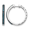 14k White Gold 1/6 carat Blue Diamond 2.2mm Hinged Hoop Earrings