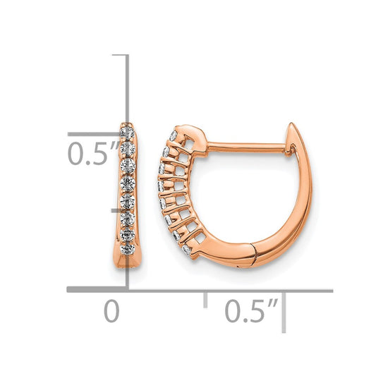 14k Rose Gold 1/6 carat Diamond Hinged Hoop Earrings