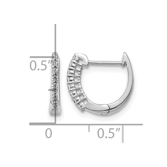 14k White Gold 1/6 carat Diamond Hinged Hoop Earrings