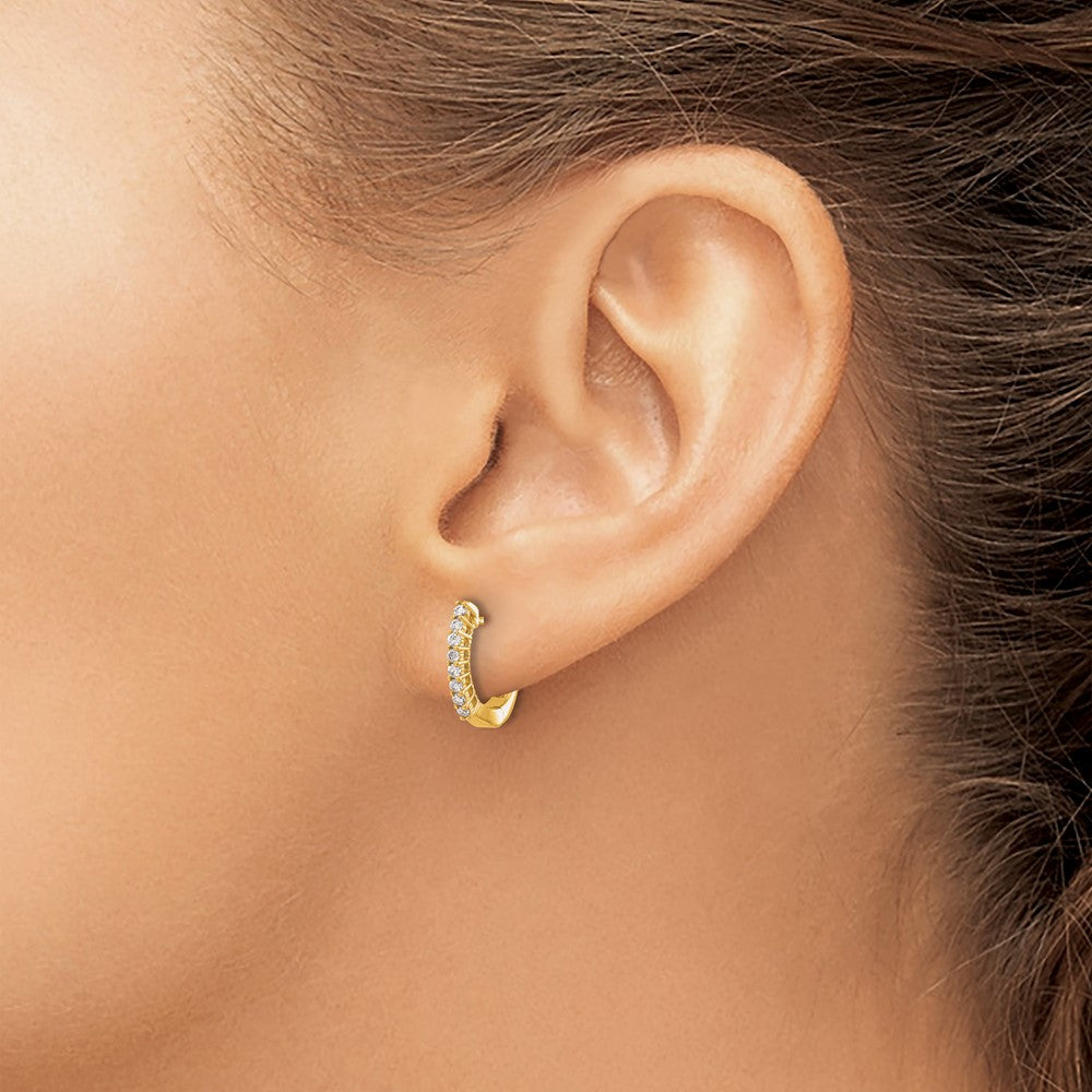 14k 1/6 carat Diamond Hinged Hoop Earrings