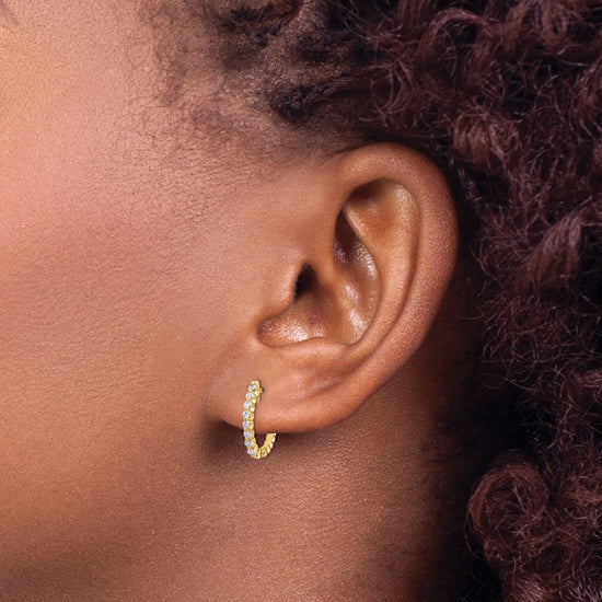 Gold Diamond Hinged Hoop Earrings