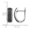 14k White Gold 1 carat Black/White Diamond Pave Hinged Hoop Earrings