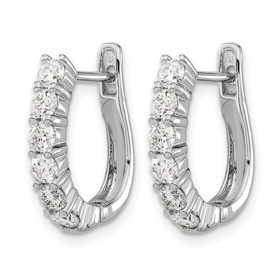 14k White Gold 1 carat Diamond Hinged Hoop Earrings