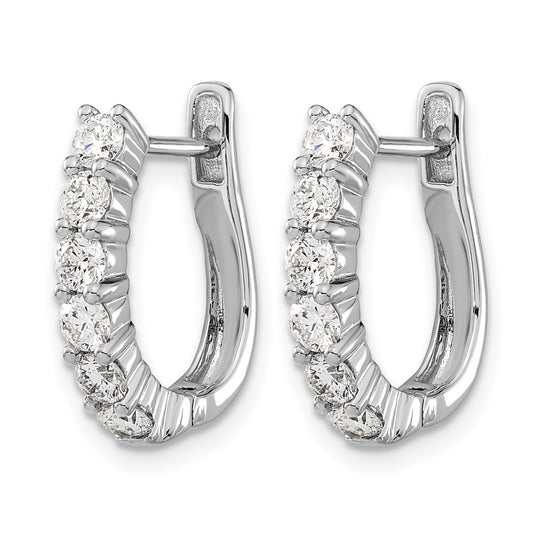 14k White Gold 1 carat Diamond Hinged Hoop Earrings