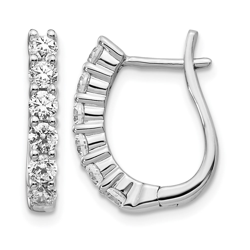14k White Gold 1 carat Diamond Hinged Hoop Earrings