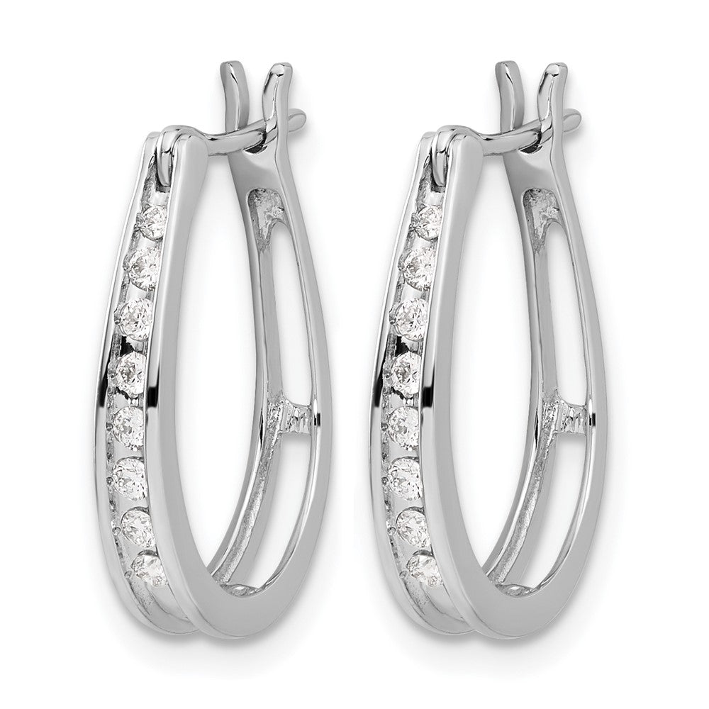 Diamond Oval Hinged Hoop Earrings