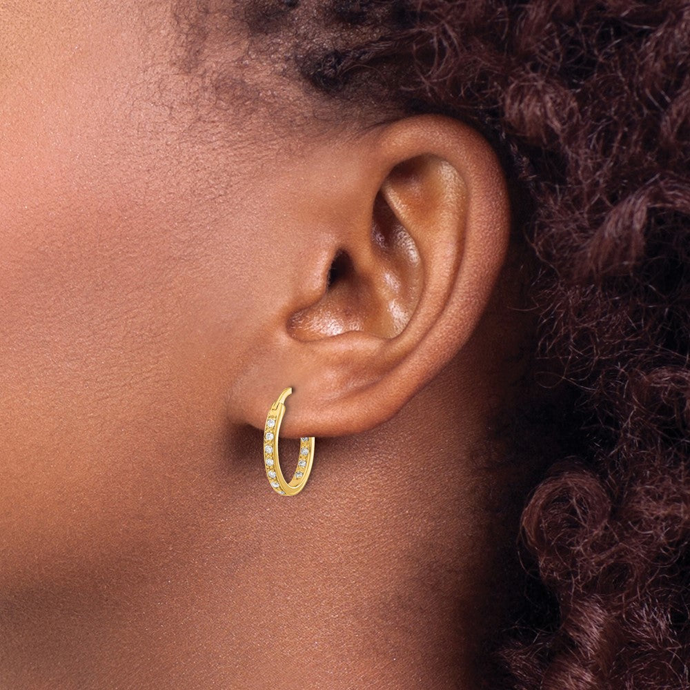 Diamond In/Out Hoop Earrings