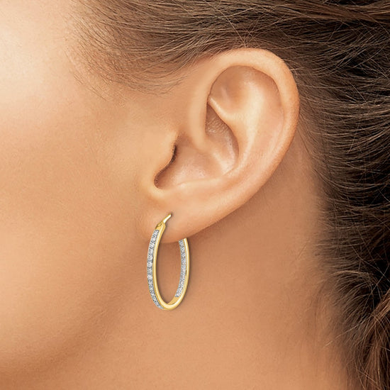 Diamond In/Out Hoop Earrings
