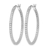 14k White Gold 3/4 carat Diamond In/Out Hoop Earrings