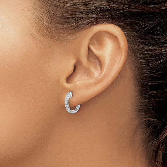 Diamond In/Out Hinged Hoop Earrings