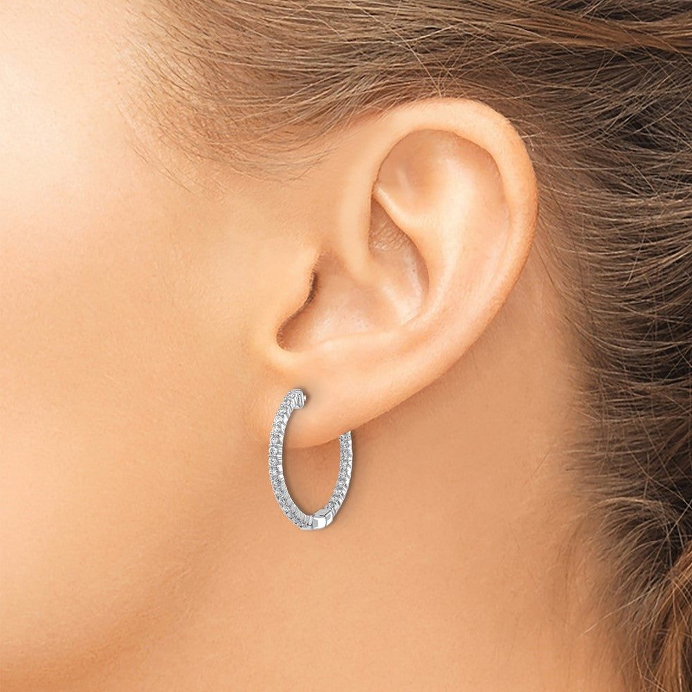 Diamond In/Out Hinged Hoop Earrings