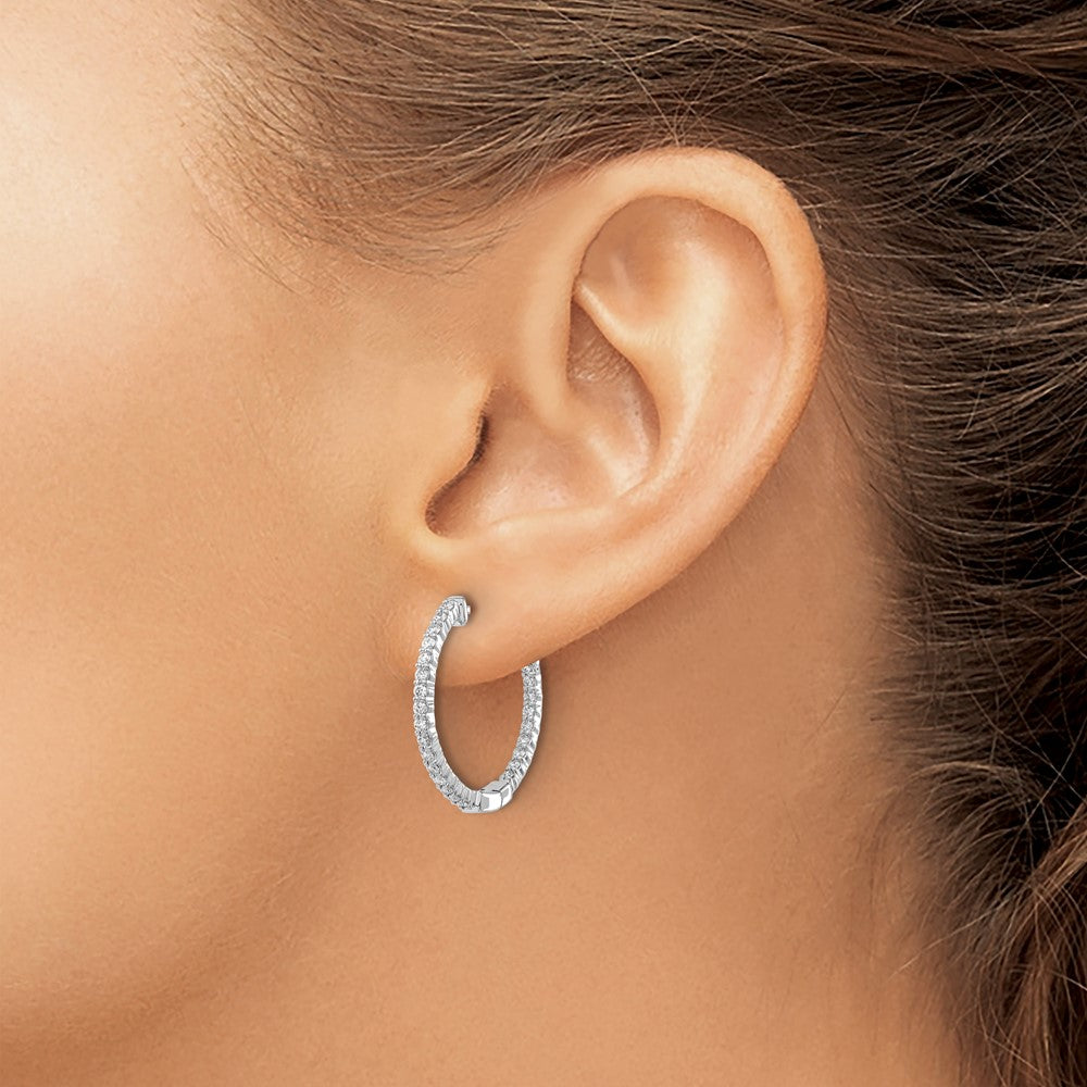 Diamond In/Out Hinged Hoop Earrings