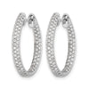 14k White Gold 3-row 1.24 carat Diamond In/Out Hinged Hoop Earrings