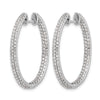 14k White Gold 3-row 2.2 carat Diamond In/Out Hinged Hoop Earrings