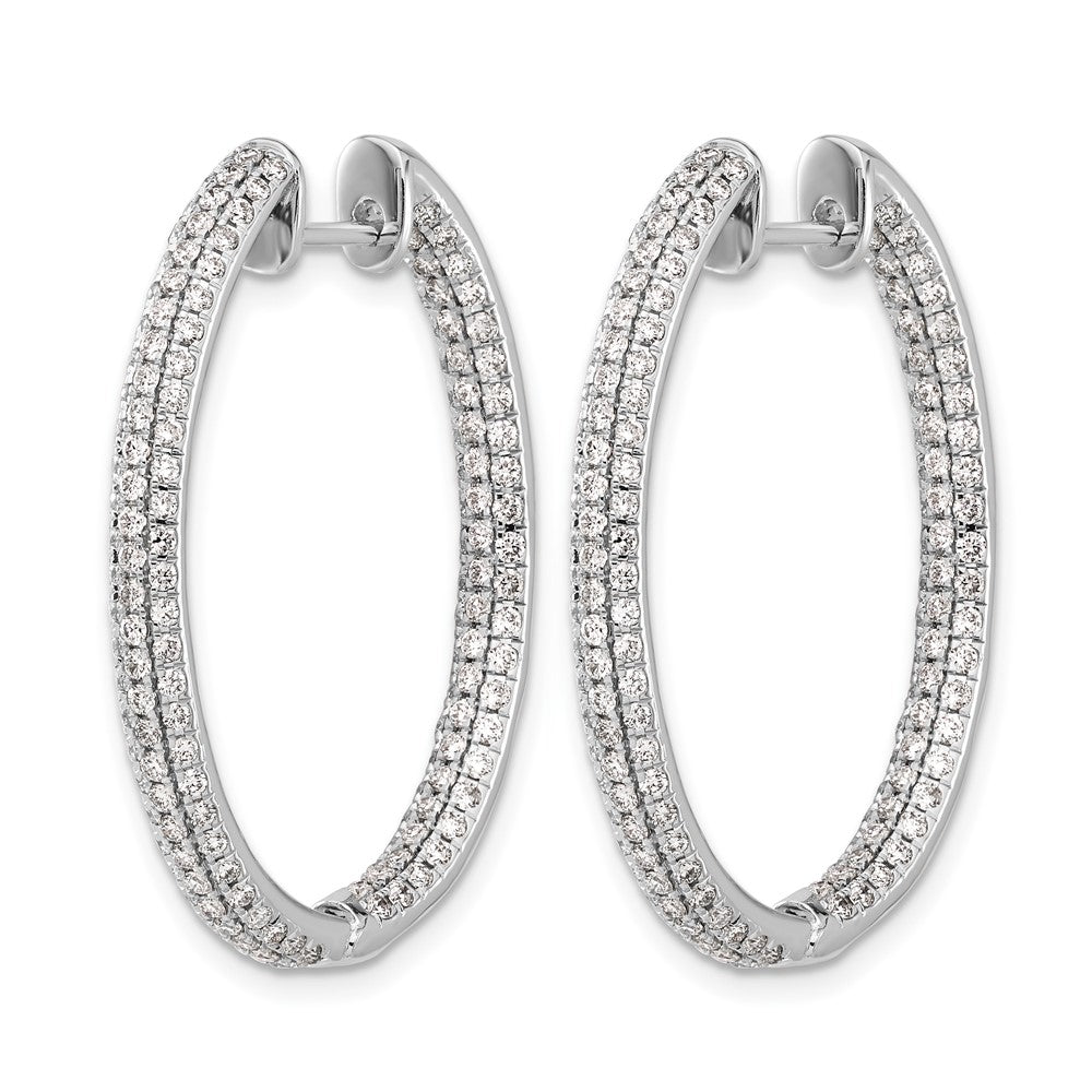 14k White Gold 3-row 2.2 carat Diamond In/Out Hinged Hoop Earrings