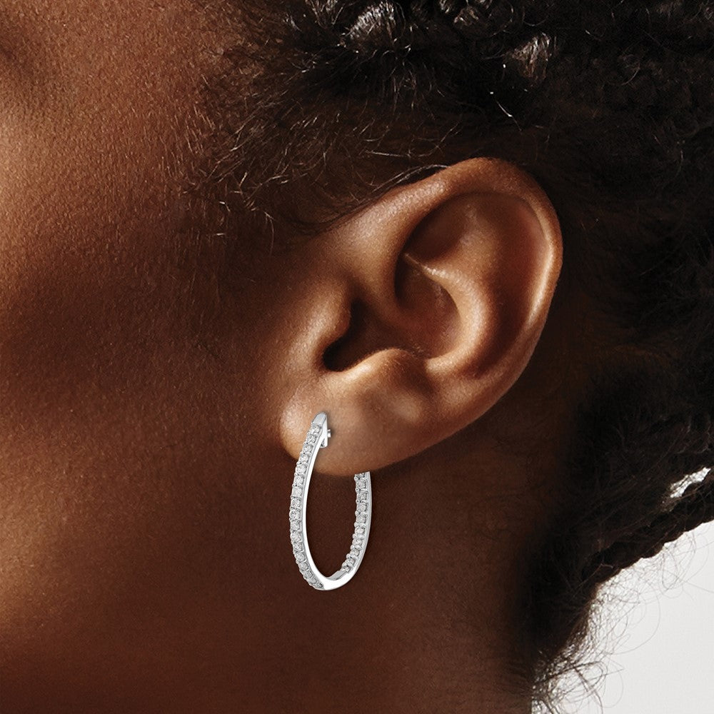 Diamond In/Out Hinged Hoop Earrings