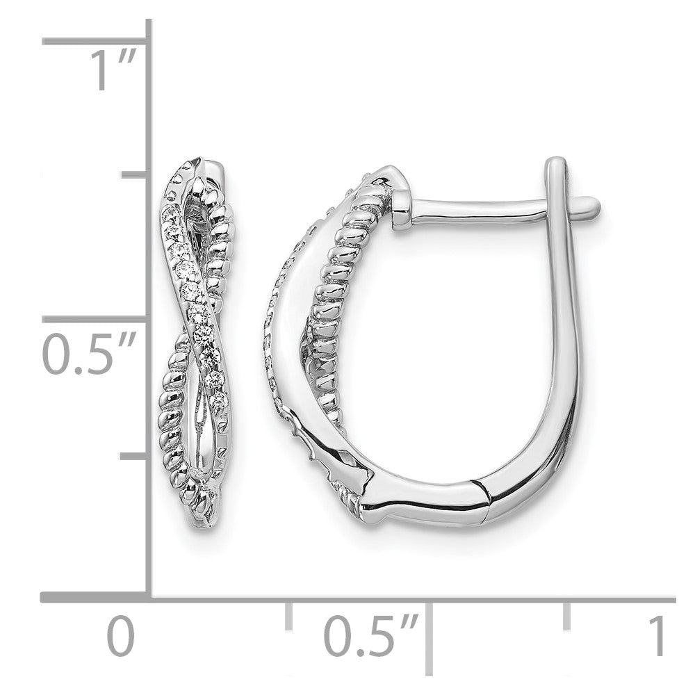 14k White Gold Diamond and Twisted Rope Hinged Post Earrings