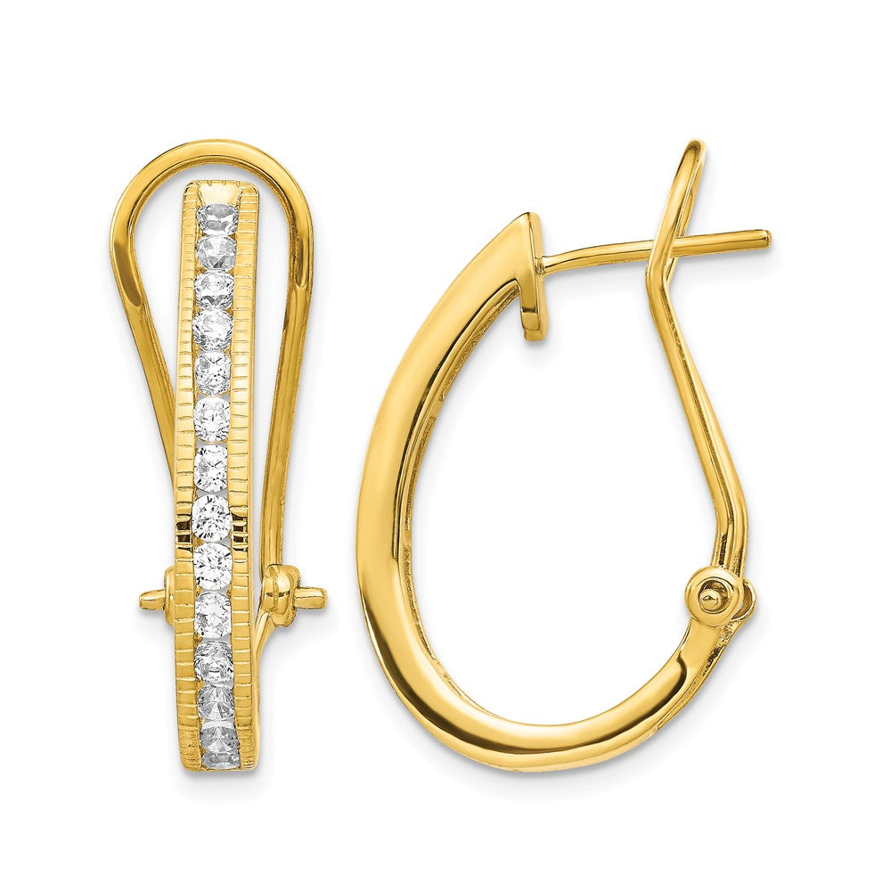 14k 1 carat Diamond Channel-set Omega Back Hoop Earrings