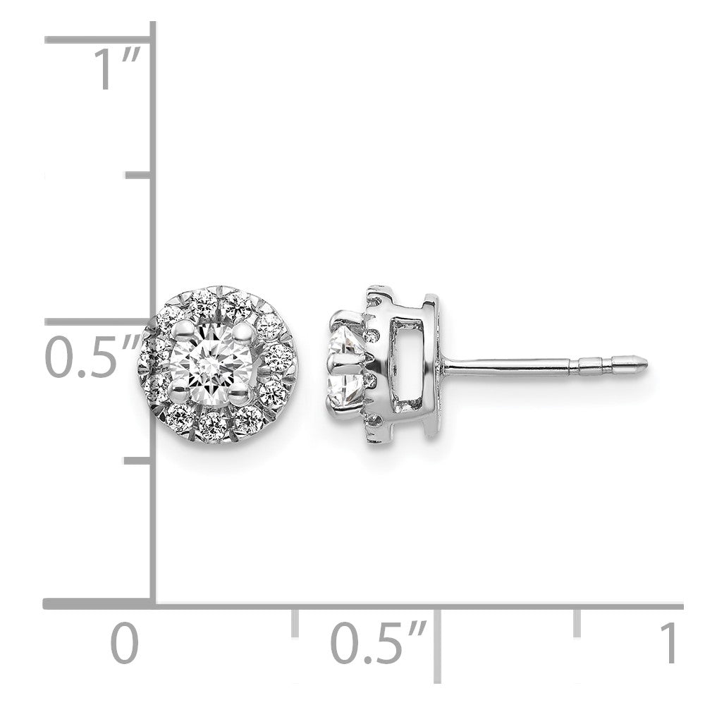 14k White Gold 5/8 carat Diamond Halo Cluster Post Earrings