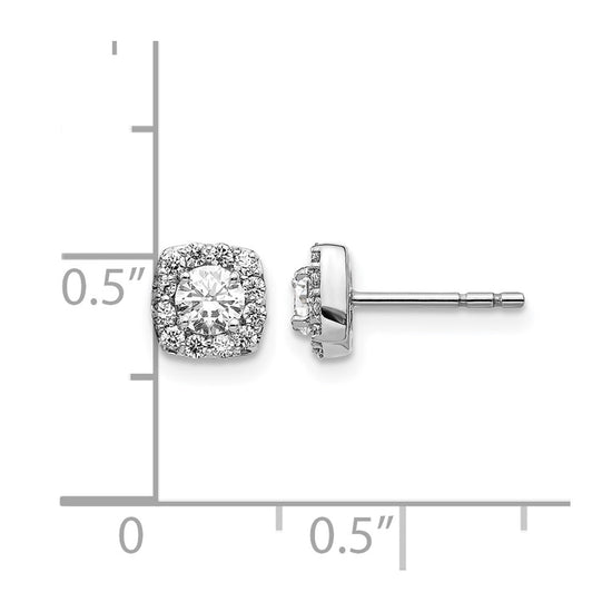 14k White Gold 5/8 carat Diamond Square Cluster Post Earrings