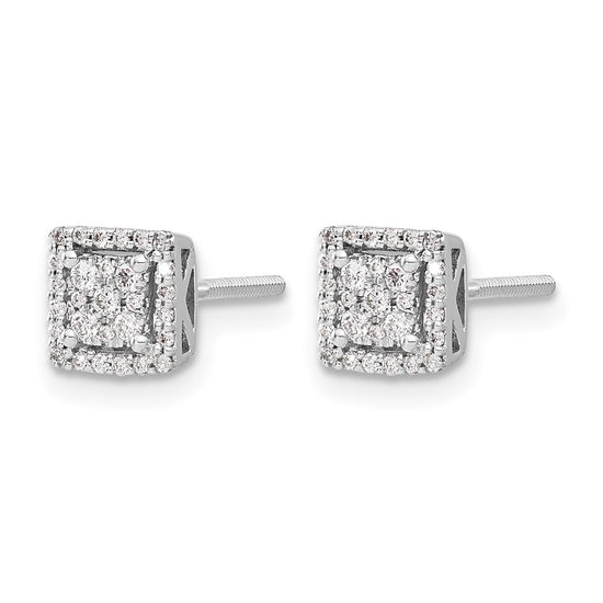 Diamond Square Screw Back Post Earrings