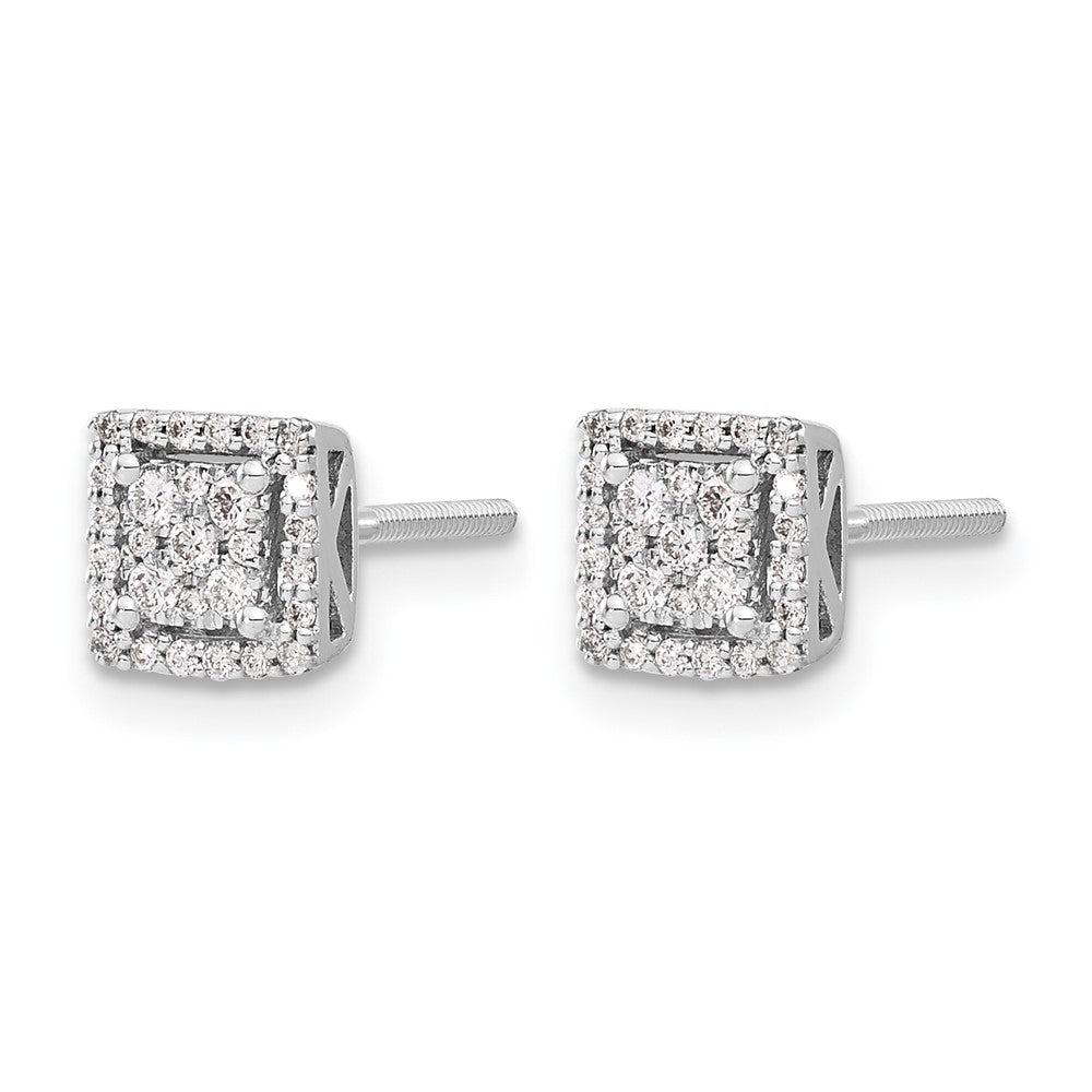 Diamond Square Screw Back Post Earrings