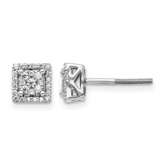 Diamond Square Screw Back Post Earrings