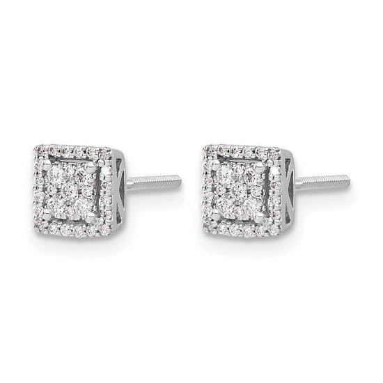 Diamond Square Screw Back Post Earrings