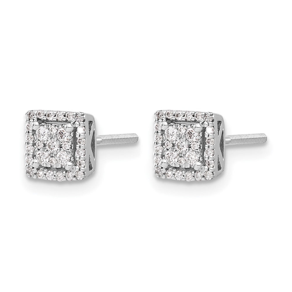 Diamond Square Screw Back Post Earrings