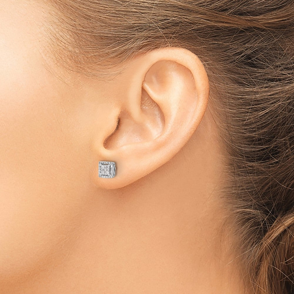 Diamond Square Screw Back Post Earrings