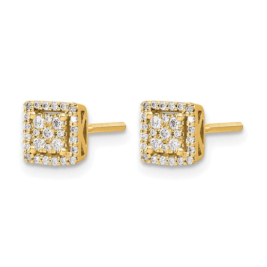 Diamond Square Screw Back Post Earrings