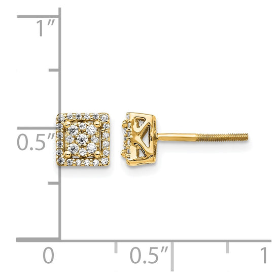 Diamond Square Screw Back Post Earrings