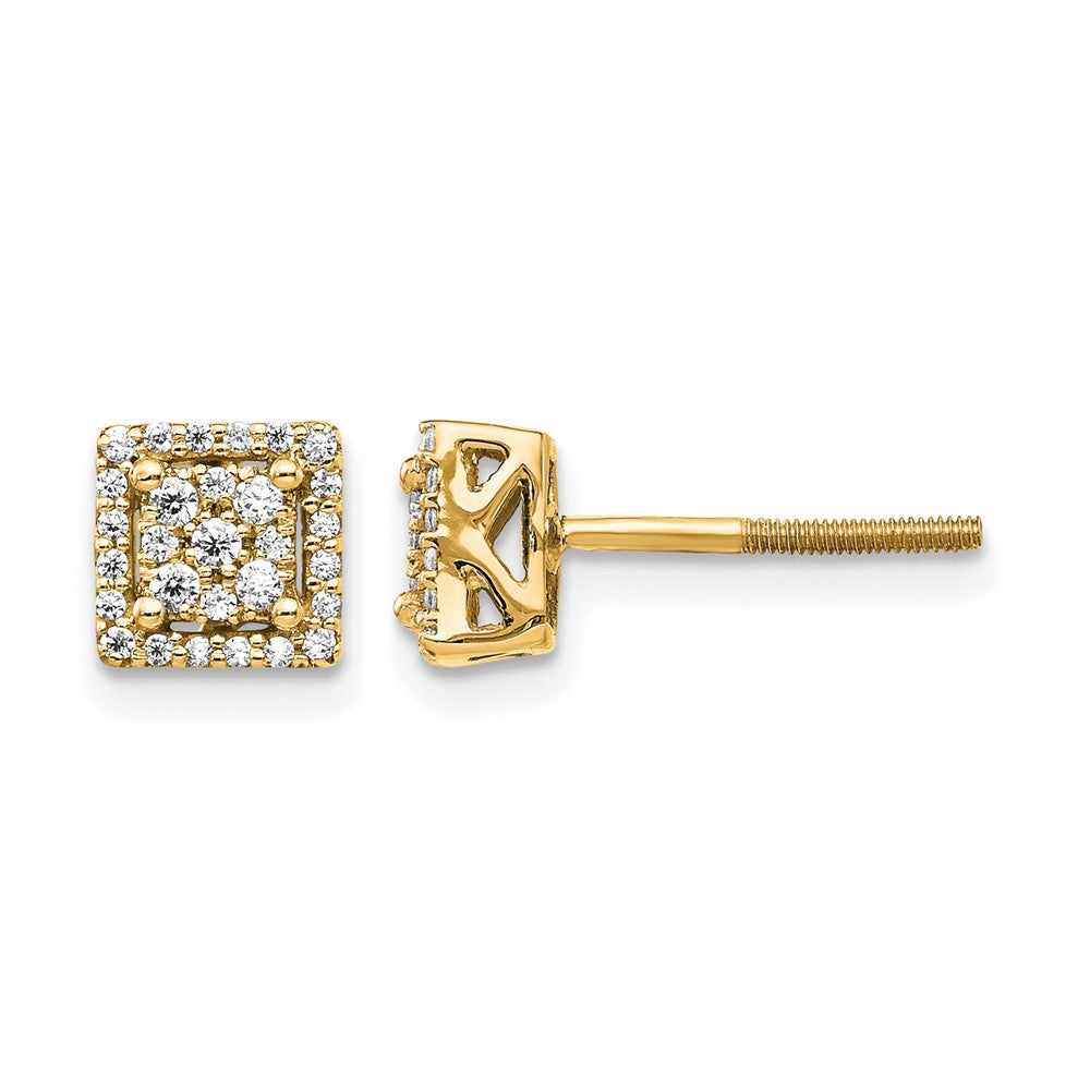 Diamond Square Screw Back Post Earrings