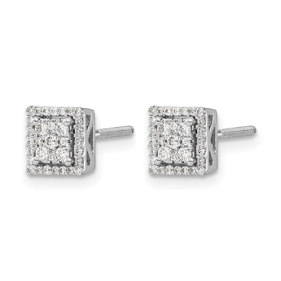 Diamond Square Screw Back Post Earrings