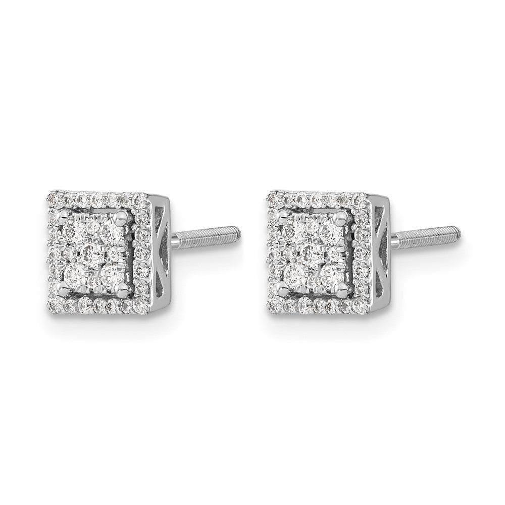 Diamond Square Screw Back Post Earrings