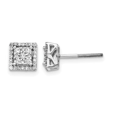Diamond Square Screw Back Post Earrings