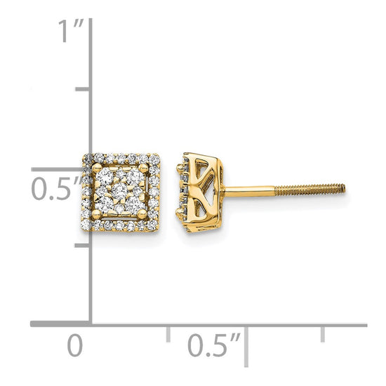 Diamond Square Screw Back Post Earrings