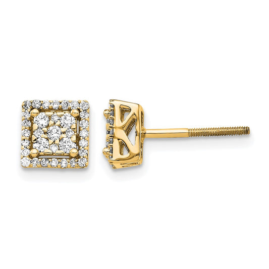 Diamond Square Screw Back Post Earrings
