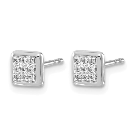 Gold Diamond Square Post Earrings