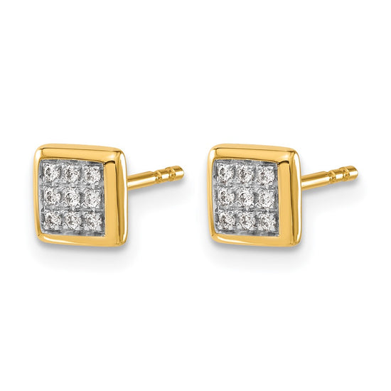 Gold Diamond Square Post Earrings