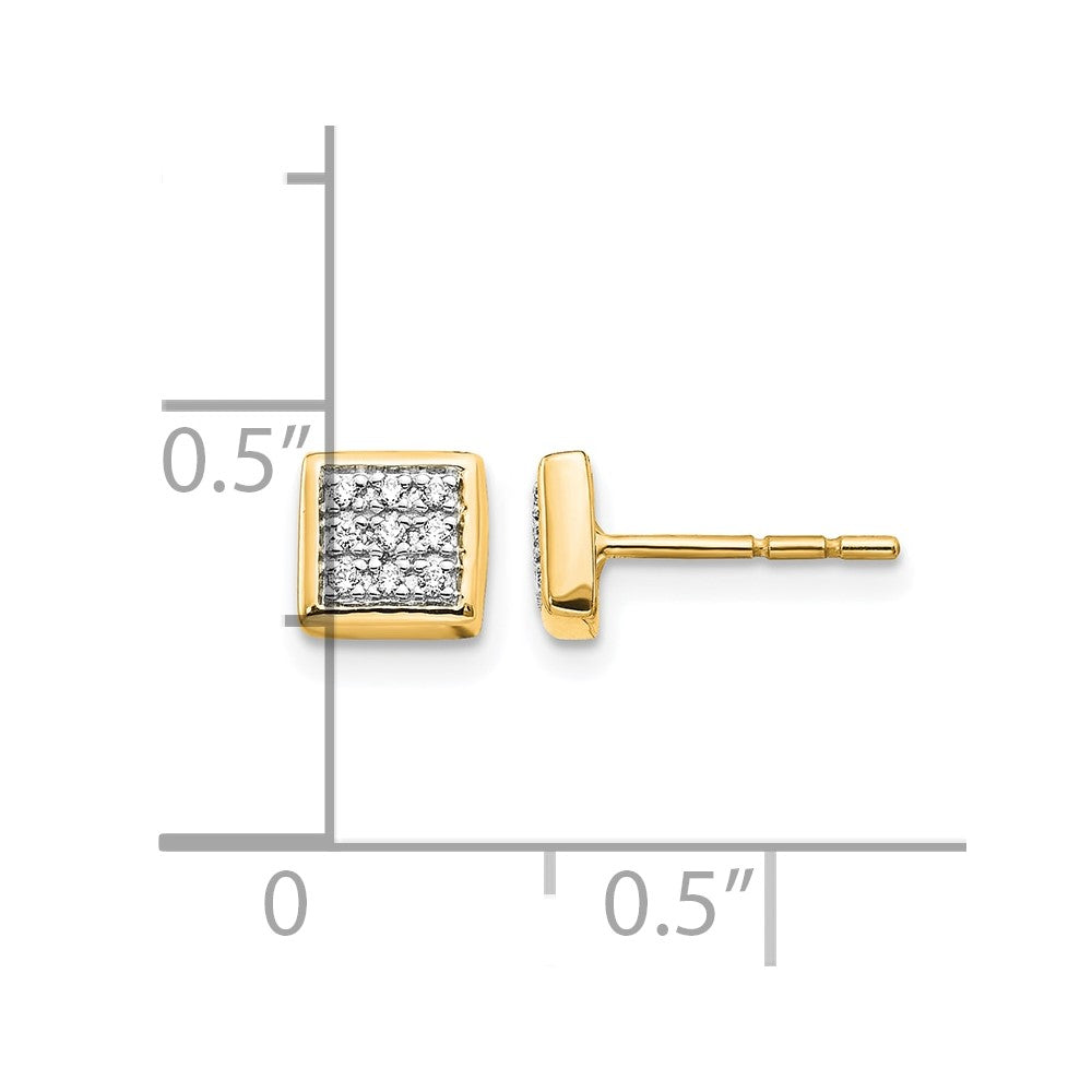 Gold Diamond Square Post Earrings