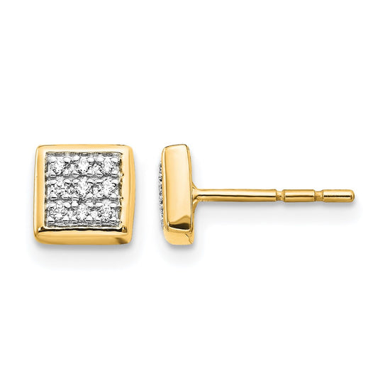 Gold Diamond Square Post Earrings